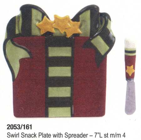 Holiday Folk Snack/Canape Plate & Spreader
