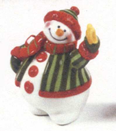 Holiday Folk Waving Tumbling Snowman Figurine
