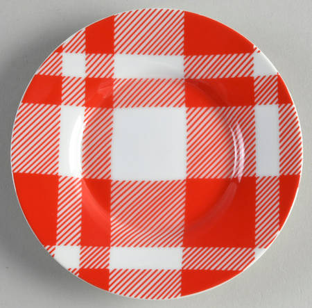 Red and White Plaid Saucer