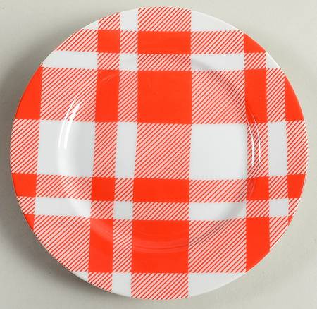 Red and White Plaid Salad Plate