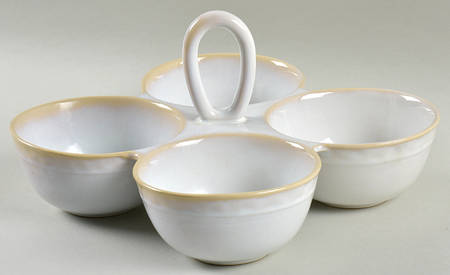 Fontina White Handled 4-Part Divided Server