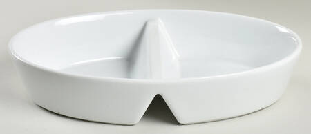 Everyday White (Porcelian) 12" Oval Divided Vegetable Bowl