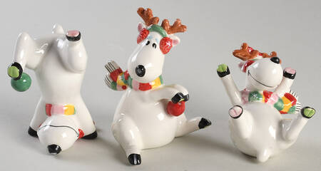 Snoflake and Jake (Set of 3) Tumbling Reindeer Figurines