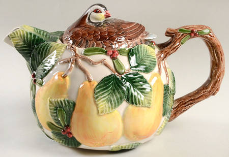 Woodland Partridge & Holiday Pear Teapot & Lid