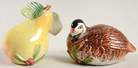 Woodland Partridge & Holiday Pear Salt & Pepper Set