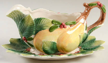 Woodland Partridge & Holiday Pear Gravy Boat & Underplate