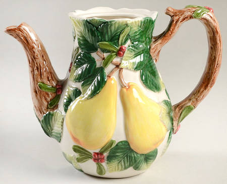 Woodland Partridge & Holiday Pear Small Coffee Pot No Lid