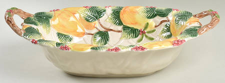 Woodland Partridge & Holiday Pear 14" Oval Vegetable Bowl