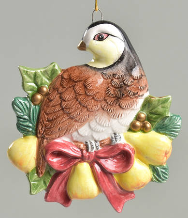 Woodland Partridge & Holiday Pear Ornament