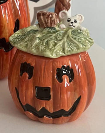Halloween Pumpkin Sugar Bowl & Lid