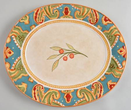 Carissa Paisley 15" Oval Serving Platter