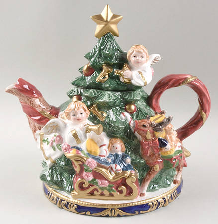 Angel Christmas Figural Teapot & Lid