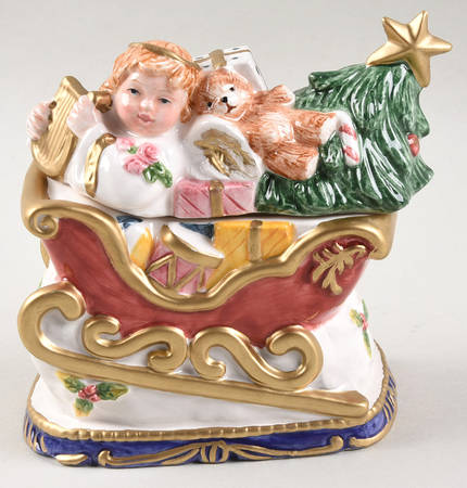 Angel Christmas Figural Sugar Bowl & Lid