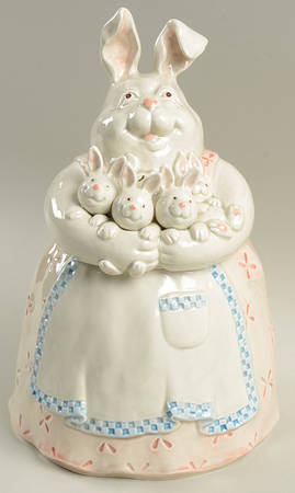 Mother Rabbit Cookie Jar & Lid