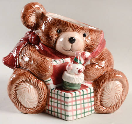 Plaid Teddy Cookie Jar No Lid