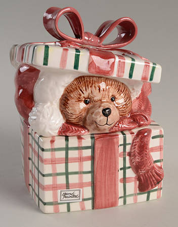 Plaid Teddy Figural Box & Lid