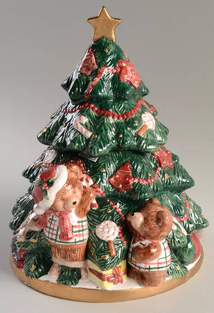 Plaid Teddy Cookie Jar & Lid