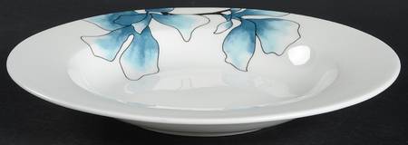 Nevaeh (Fiore Blue) Large Rim Soup Bowl