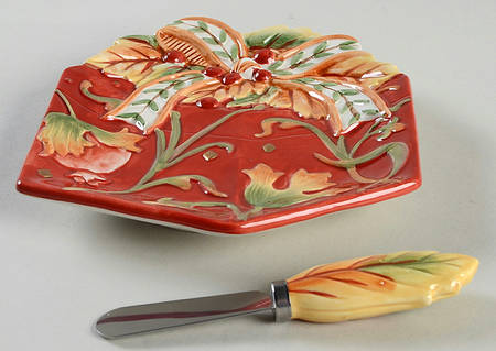 Bountiful Holiday Snack/Canape Plate & Spreader