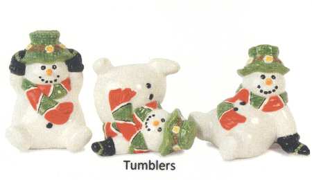 Popcorn Flurry (Set of 3) Snowman Figurine Tumblers