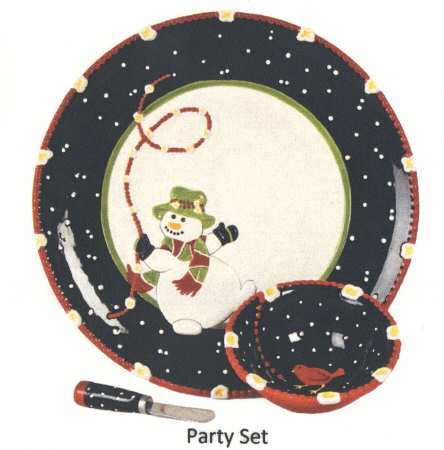 Popcorn Flurry (3 Pc) Party Set (Serving Plate,Dip Bowl,Spreader)