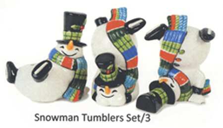 Be Merry (Set of 3) Tumbling Snowman Figurines