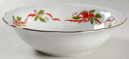 Victorian Holiday Poinsettia 9" Round Vegetable Bowl