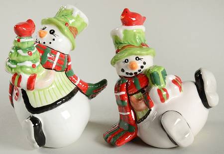 Holly Hat Snowman (Set of 3) Tumbling Snowman Figurines
