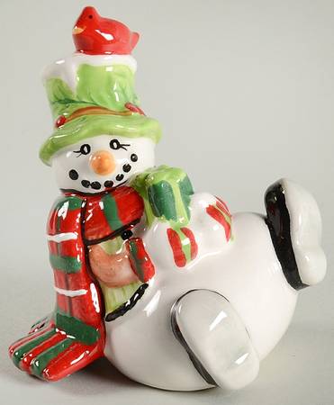 Holly Hat Snowman Rolling Tumbling Snowman Figurine