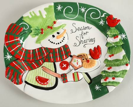 Holly Hat Snowman Cookie Tray