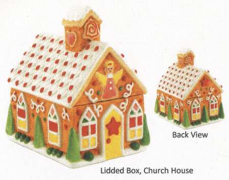 Gingerbread Village Figural Box & Lid