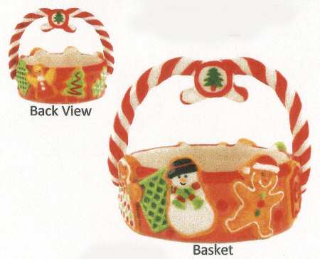 Gingerbread Village Figural Basket with Handle