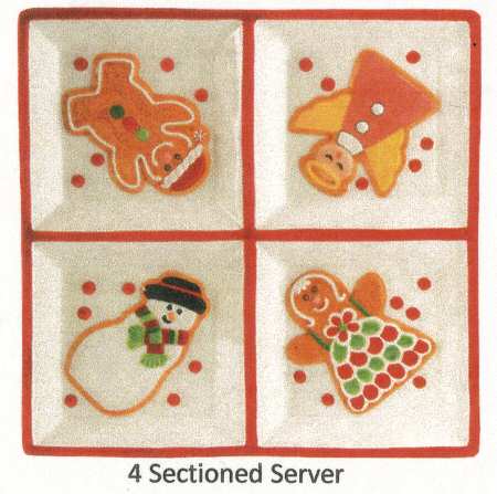 Gingerbread Village 1 Piece 4 Part Square Server