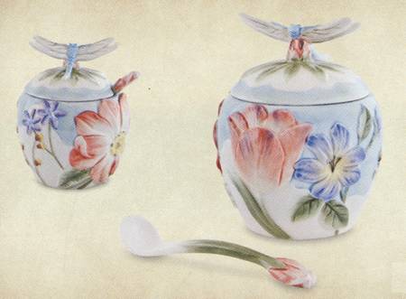 Flourish Sugar Bowl & Lid W/Spoon