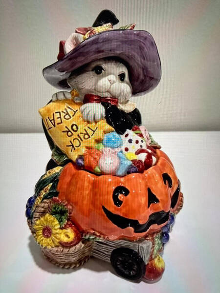 Halloween Harvest Figural Candy Jar & Lid