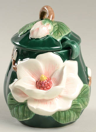 Magnolias Sugar Bowl & Lid W/Spoon