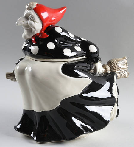 Kitchen Witch Figural Cookie Jar & Lid
