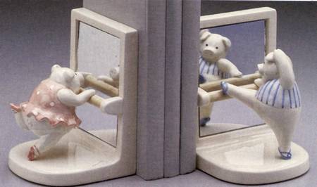 Pigs Figural China Bookend - Set of 2