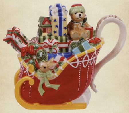Candy Cane Santa Figural Teapot & Lid
