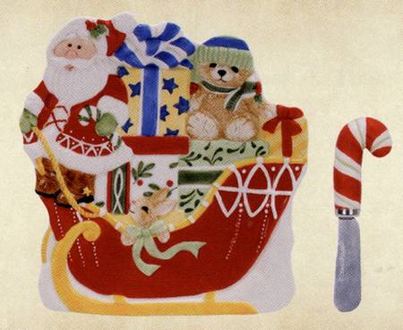 Candy Cane Santa Snack/Canape Plate & Spreader