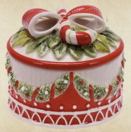 Candy Cane Santa Round Box & Lid