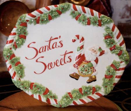 Candy Cane Santa 11" Cookie Platter