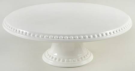 Delmar White 12" Diameter Pedestal Cake Stand
