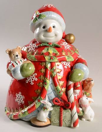 Christmas Snowman Figural Cookie Jar & Lid