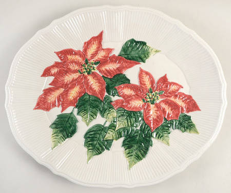 Old World Christmas Poinsettia 19" Oval Serving Platter