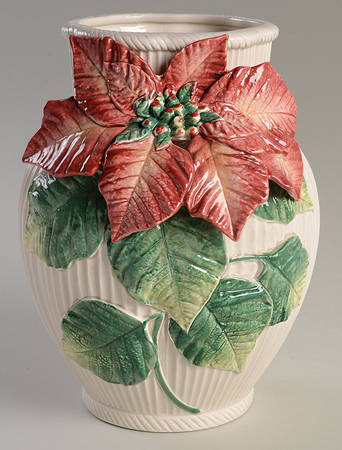 Old World Christmas Poinsettia 9" Vase