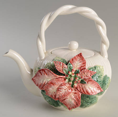Old World Christmas Poinsettia Teapot & Lid