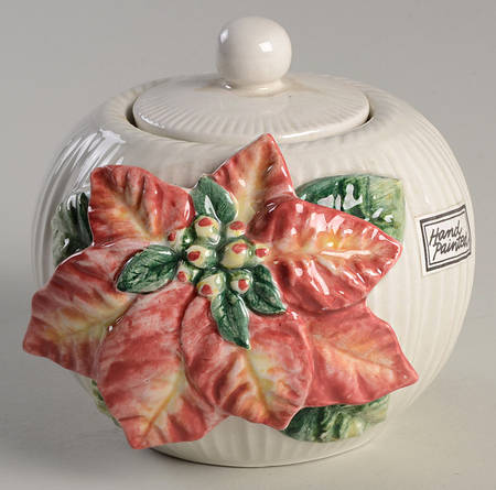 Old World Christmas Poinsettia Sugar Bowl & Lid