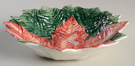 Old World Christmas Poinsettia 9" Round Serving Bowl