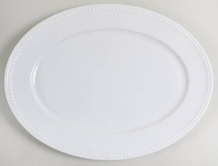 Everyday White Beaded 15" Oval Serving Platter